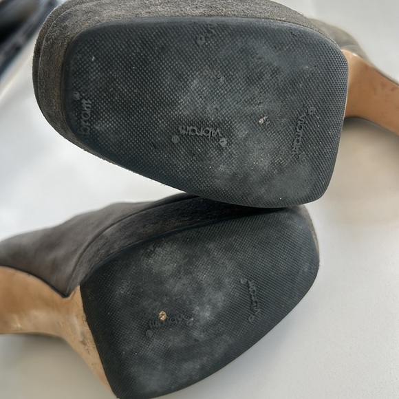 Miu Miu Suede Ankle Boots with Platform Heels Grey Color Square Toe size 37 / 7 - Picture 12 of 16